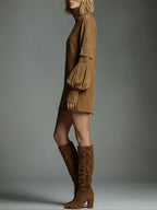 Livia ❘ Vestido mini oversize de ante con cuello alto